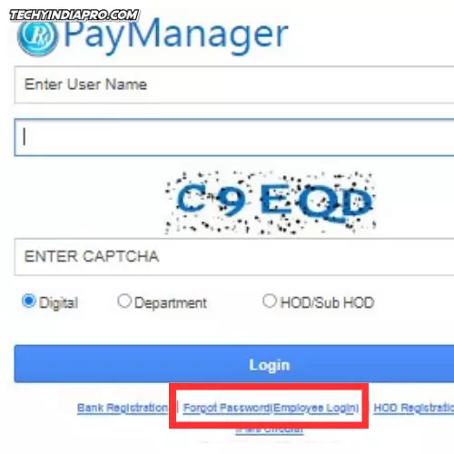 Paymanager Portal के तहत पासवर्ड रिसेट करने की प्रक्रिया 